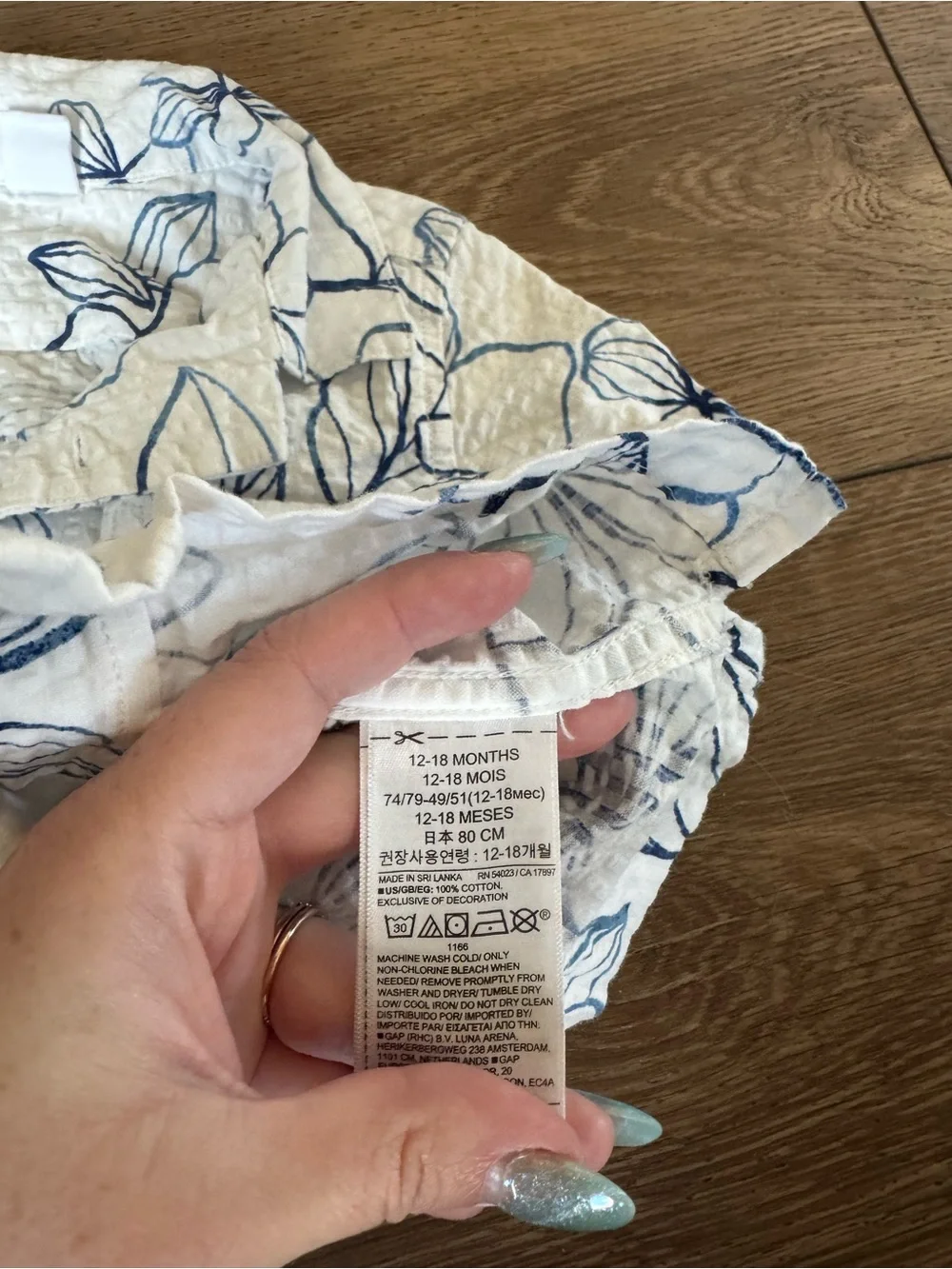 Baby GAP White Hawaiian Shirt with Blue Floral Print